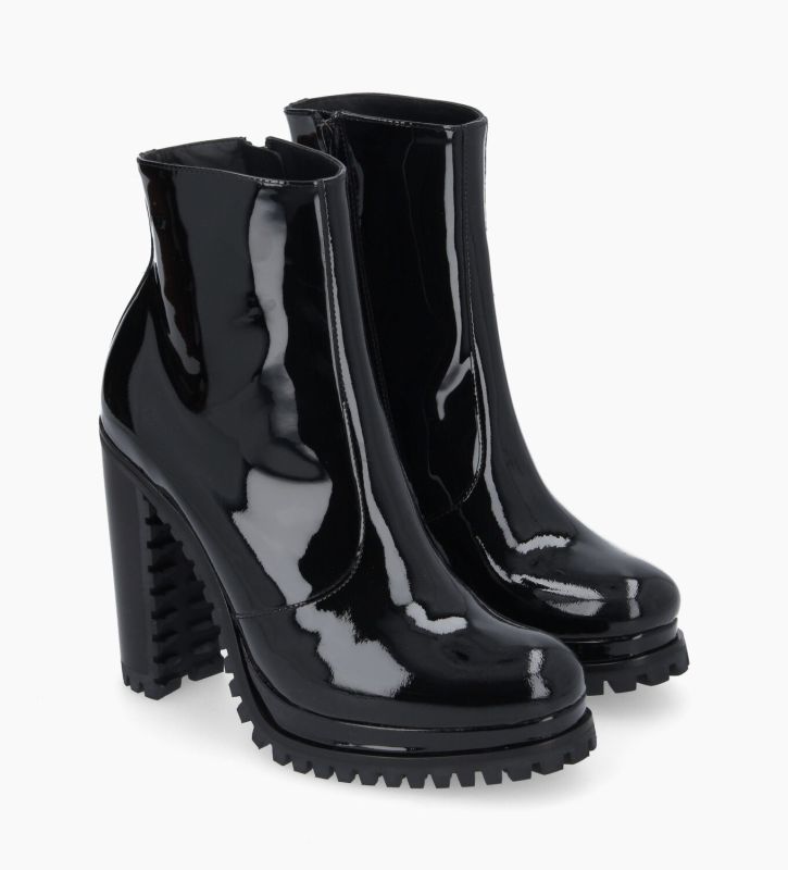 Heeled zipped boot - Lery 7 - Patent leather - Black